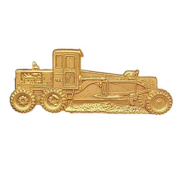Leavens Company Tie Clip Gold Plated Caterpillar 12 E Road Grader Attleboro MA - Picture 1 of 7